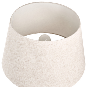 Lampada da tavolo con base in ceramica marrone e paralume in lino stile rustico per soggiorno o camera da letto