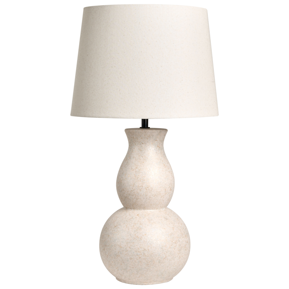 Lampada da tavolo Base in ceramica beige chiaro Paralume in lino Dipinta a tamburo Stile scandinavo Soggiorno Camera da letto