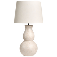 Lampada da tavolo Base in ceramica beige chiaro Paralume in lino Dipinta a tamburo Stile scandinavo Soggiorno Camera da letto