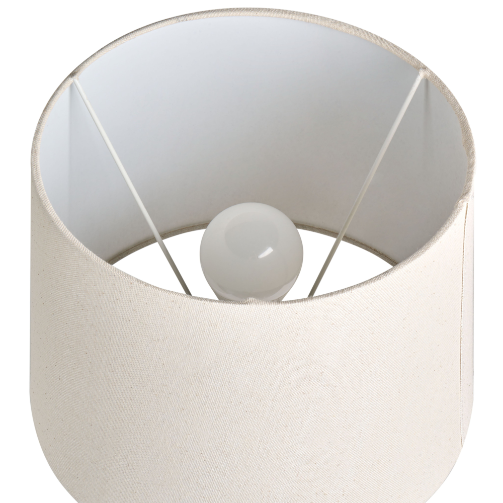 Lampada da tavolo Base in ceramica beige chiaro Paralume in lino Dipinta a tamburo Stile scandinavo Soggiorno Camera da letto