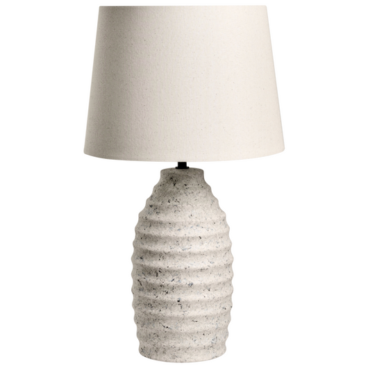 Lampada da tavolo Base in ceramica bianco sporco Paralume in lino effetto pietra Dipinta a tamburo Stile scandinavo Soggiorno Camera da letto