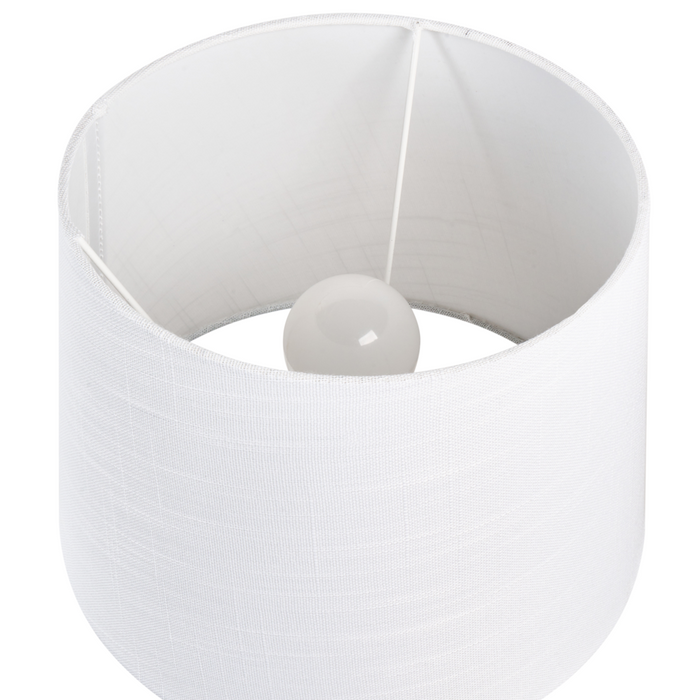 Lampada da tavolo con base in ceramica bianca artistiche macchie blu paralume in lino stile tamburo soggiorno moderno