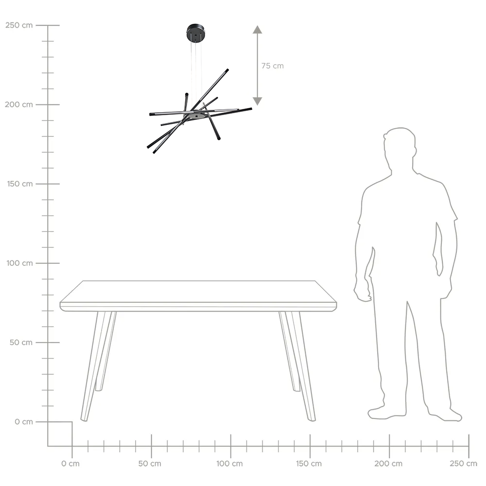Lampada a sospensione a LED in metallo nero Design moderno Illuminazione d'accento