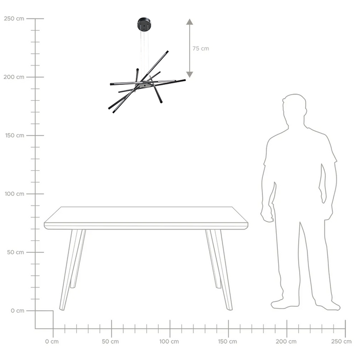 Lampada a sospensione a LED in metallo nero Design moderno Illuminazione d'accento