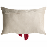 Set di 2 cuscini decorativi in velluto con motivo natalizio a fiocco 50 x 30 cm beige e rosso accessorio decorativo