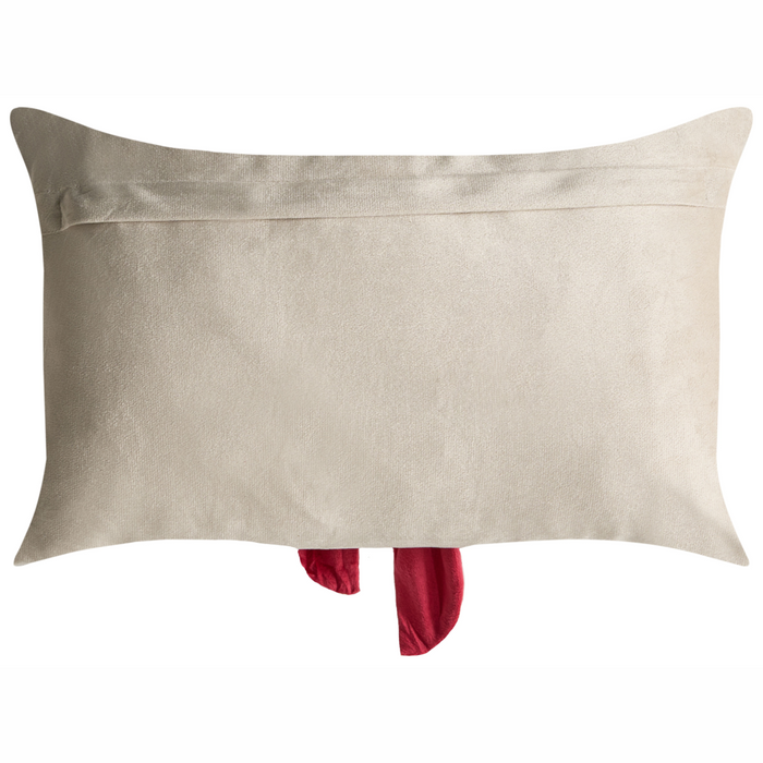 Set di 2 cuscini decorativi in velluto con motivo natalizio a fiocco 50 x 30 cm beige e rosso accessorio decorativo