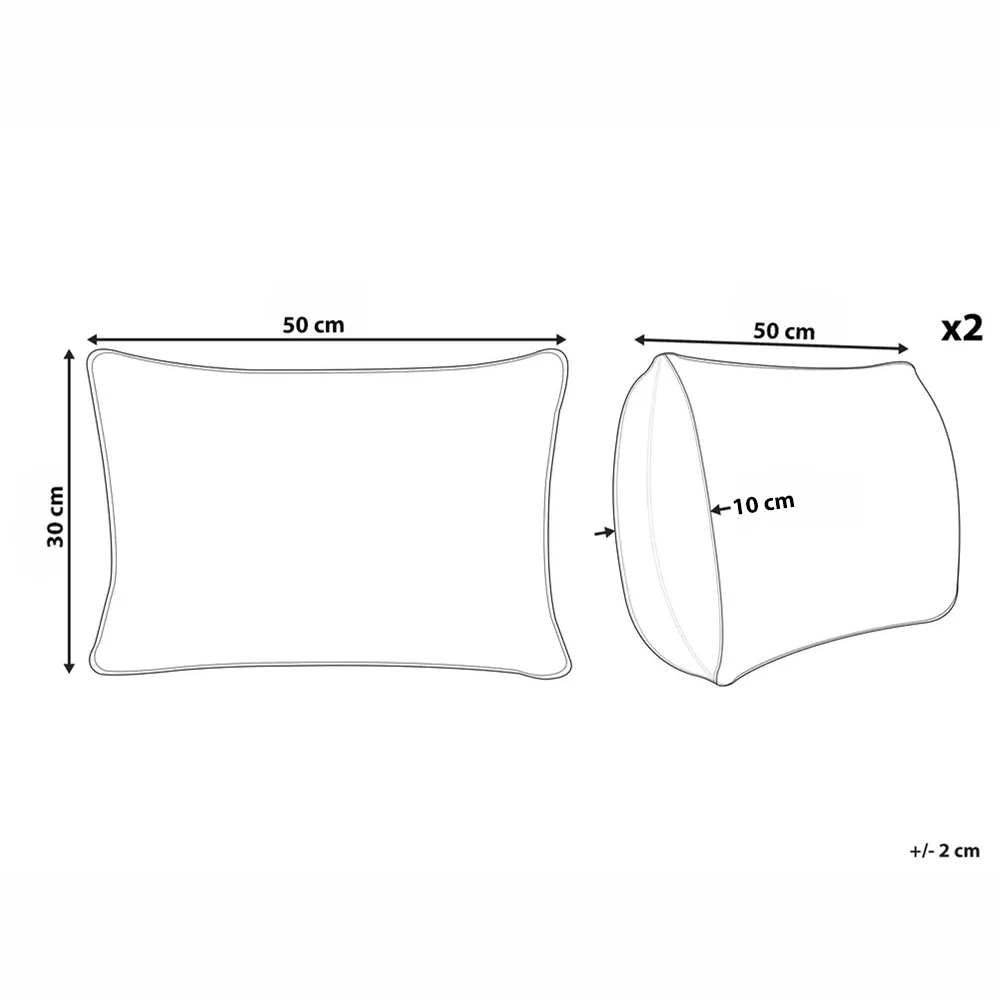 Set di 2 cuscini decorativi in velluto con motivo natalizio a fiocco 50 x 30 cm beige e rosso accessorio decorativo