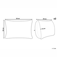 Set di 2 cuscini decorativi in velluto con motivo natalizio a fiocco 50 x 30 cm beige e rosso accessorio decorativo