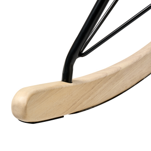 Sedia a dondolo moderna Rivestimento in tessuto ecopelliccia Dondoli in legno Camera dei bambini Soggiorno beige chiaro