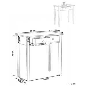 Consolle bianca con gambe in legno MDF 75 x 40 cm con cassetti Arredamento per ingresso soggiorno e camera dei bambini