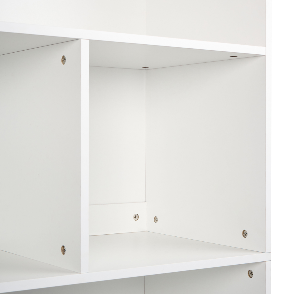 Libreria a 2 ante in truciolare grigio e bianco Mobili da ufficio minimalisti Ripiani aperti e chiusi