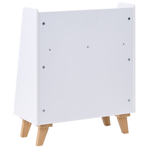 Scaffale a 2 ripiani in MDF bianco con frontale in rattan ripiani aperti contenitore per giocattoli camera dei bambini sala giochi