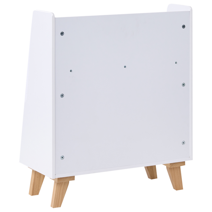 Scaffale a 2 ripiani in MDF bianco con frontale in rattan ripiani aperti contenitore per giocattoli camera dei bambini sala giochi