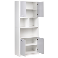 Libreria a 4 ante in truciolare grigio e bianco Mobili da ufficio minimalisti Ripiani aperti e chiusi