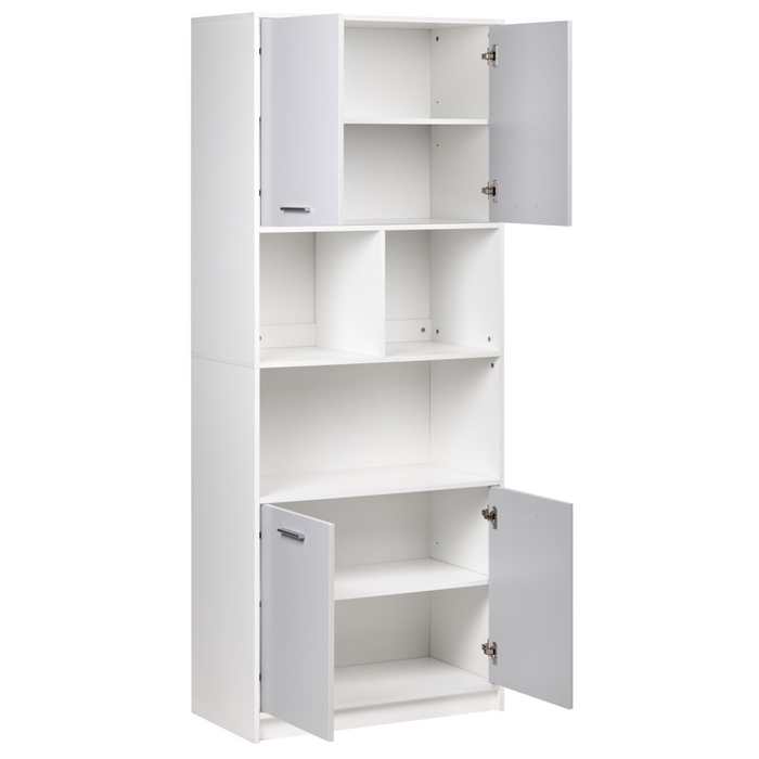 Libreria a 4 ante in truciolare grigio e bianco Mobili da ufficio minimalisti Ripiani aperti e chiusi