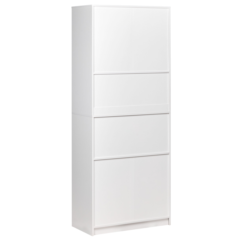 Libreria a 4 ante in truciolare grigio e bianco Mobili da ufficio minimalisti Ripiani aperti e chiusi