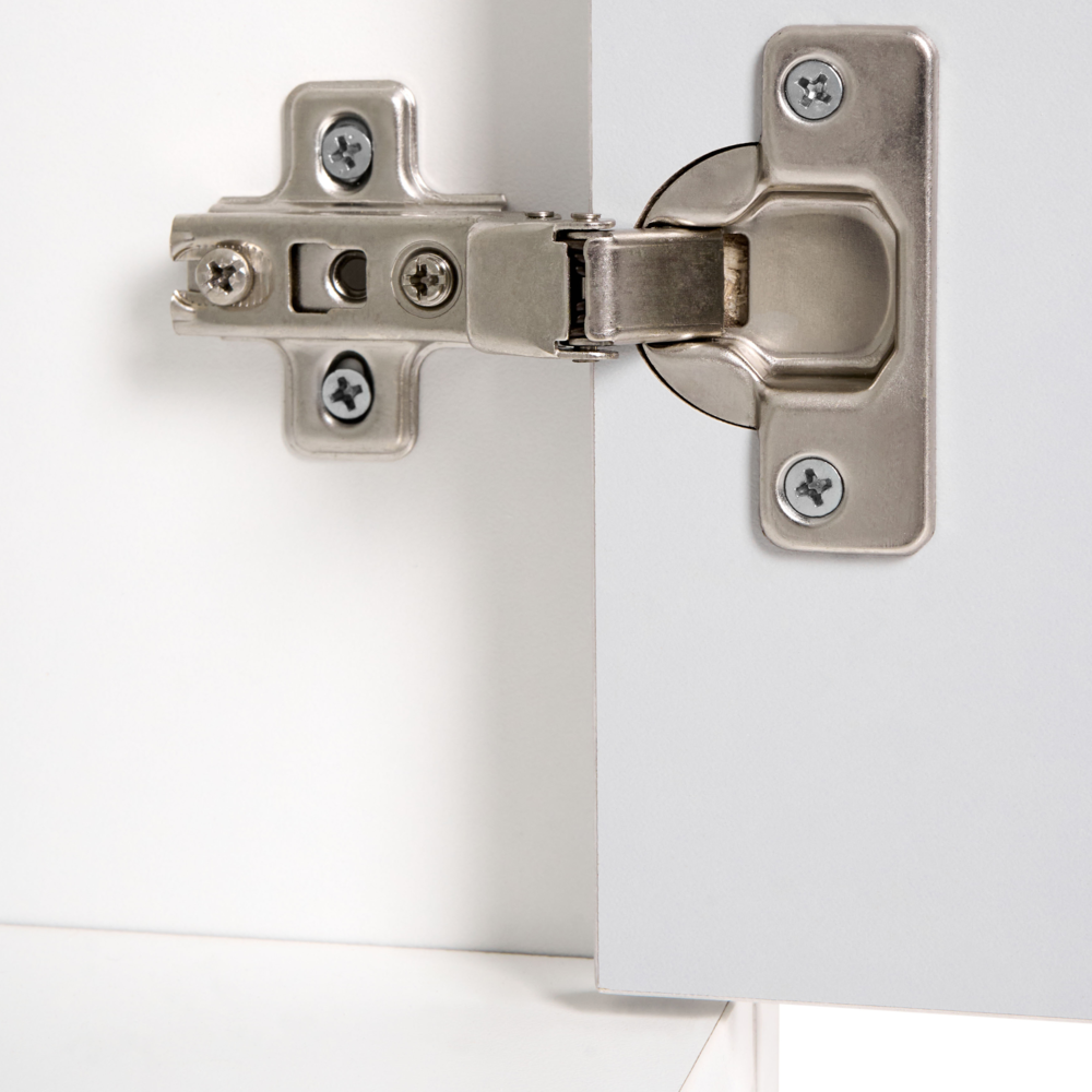 Libreria a 4 ante in truciolare grigio e bianco Mobili da ufficio minimalisti Ripiani aperti e chiusi