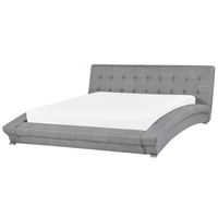 Letto in tessuto grigio 160 x 200 cm telaio ad arco con base a doghe testiera capitonné