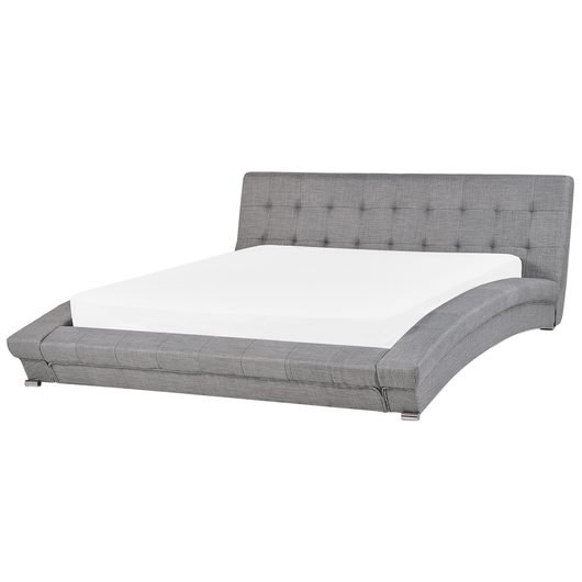 Letto in tessuto grigio 160 x 200 cm telaio ad arco con base a doghe testiera capitonné