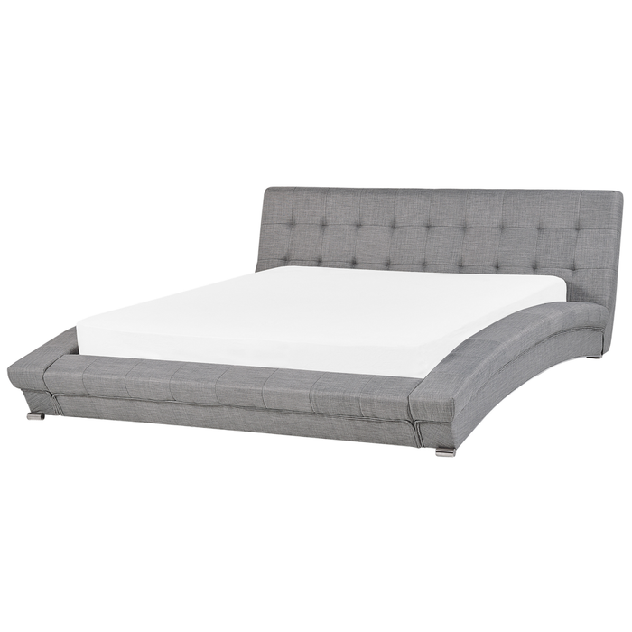 Letto in tessuto grigio 160 x 200 cm telaio ad arco con base a doghe testiera capitonné