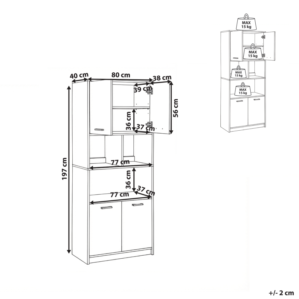 Libreria a 4 ante in truciolare grigio e bianco Mobili da ufficio minimalisti Ripiani aperti e chiusi