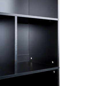 Libreria a 2 ante Marrone e nero Pannelli di particelle di legno Mobili da ufficio minimalisti Ripiani aperti e chiusi