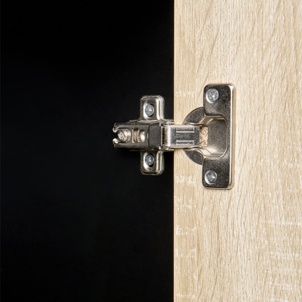 Libreria a 2 ante Marrone e nero Pannelli di particelle di legno Mobili da ufficio minimalisti Ripiani aperti e chiusi