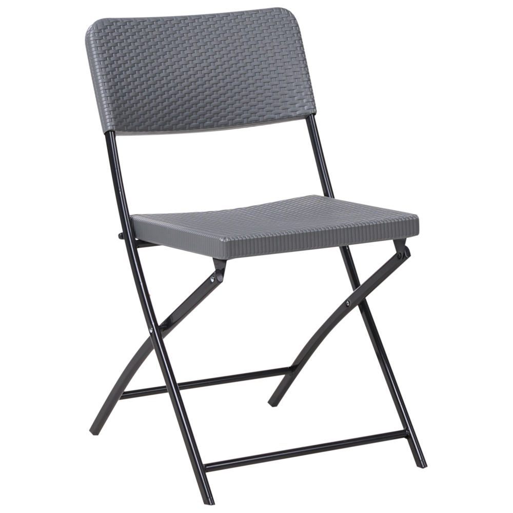 Set da bistrot con tavolo e 2 sedie Seduta e schienale in materiale sintetico Gambe in acciaio Pieghevole Resistente alle intemperie grigio