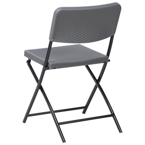 Set da bistrot con tavolo e 2 sedie Seduta e schienale in materiale sintetico Gambe in acciaio Pieghevole Resistente alle intemperie grigio