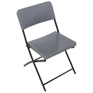 Set da bistrot con tavolo e 2 sedie Seduta e schienale in materiale sintetico Gambe in acciaio Pieghevole Resistente alle intemperie grigio