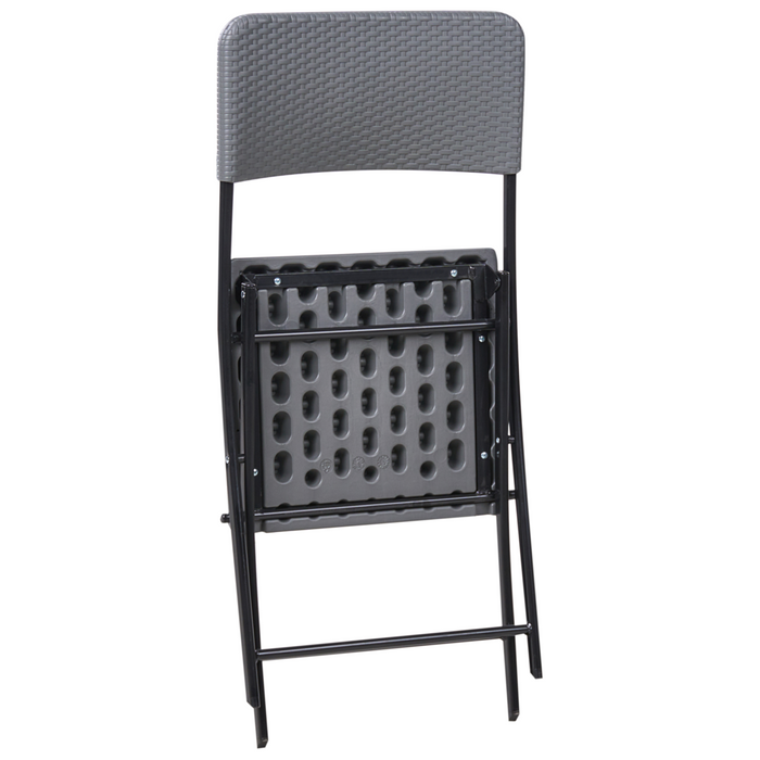 Set da bistrot con tavolo e 2 sedie Seduta e schienale in materiale sintetico Gambe in acciaio Pieghevole Resistente alle intemperie grigio