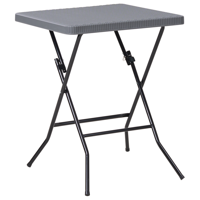 Set da bistrot con tavolo e 2 sedie Seduta e schienale in materiale sintetico Gambe in acciaio Pieghevole Resistente alle intemperie grigio