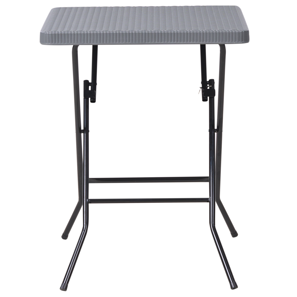 Set da bistrot con tavolo e 2 sedie Seduta e schienale in materiale sintetico Gambe in acciaio Pieghevole Resistente alle intemperie grigio