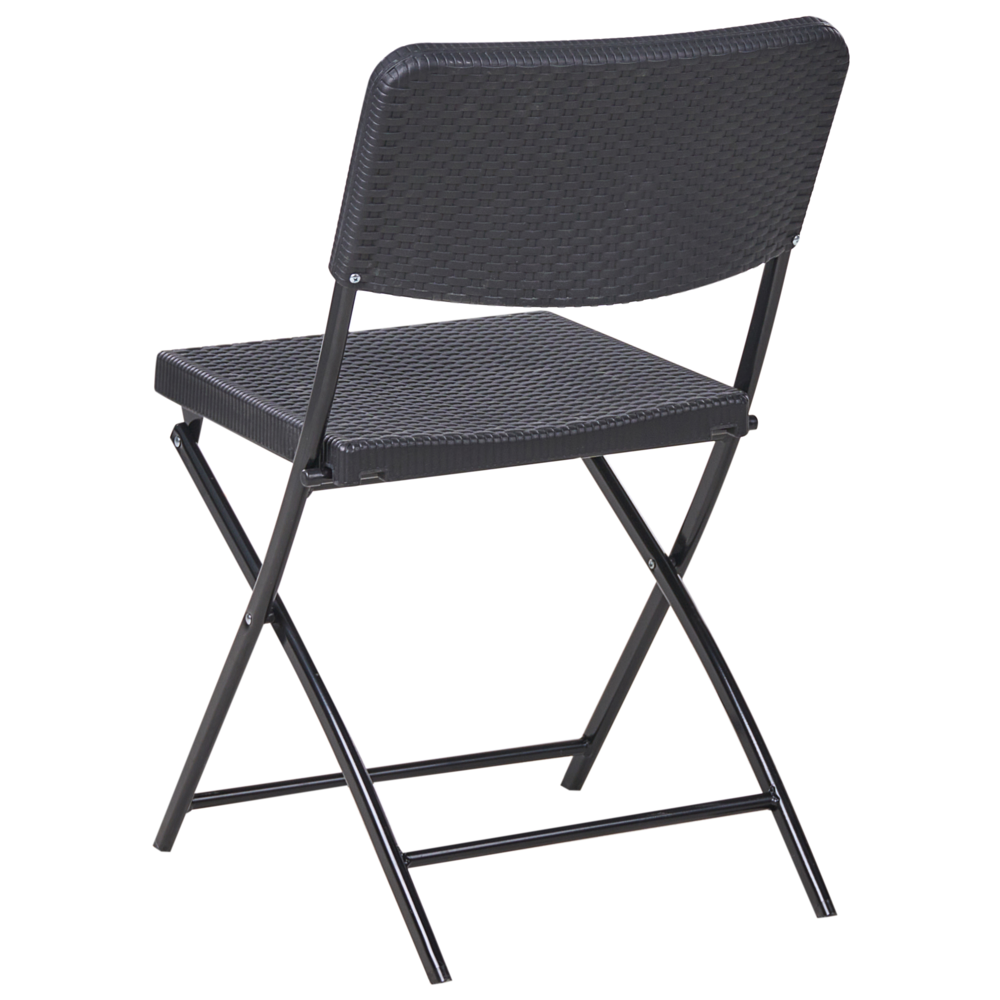 Set da bistrot con tavolo e 2 sedie Seduta e schienale in materiale sintetico Gambe in acciaio Pieghevole Resistente alle intemperie Nero