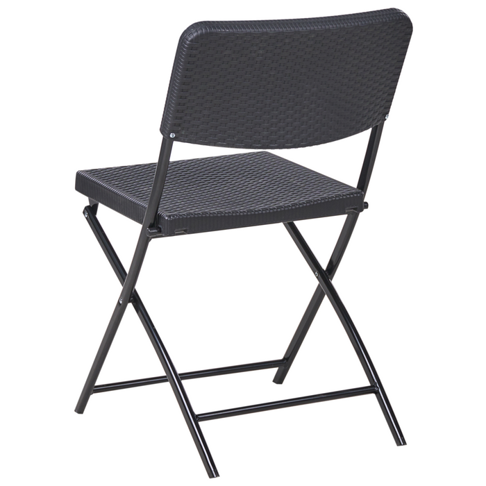 Set da bistrot con tavolo e 2 sedie Seduta e schienale in materiale sintetico Gambe in acciaio Pieghevole Resistente alle intemperie Nero