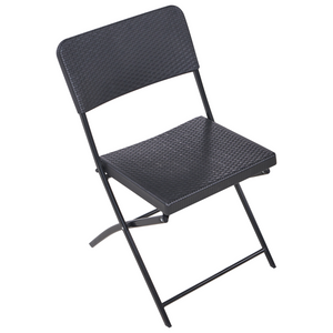 Set da bistrot con tavolo e 2 sedie Seduta e schienale in materiale sintetico Gambe in acciaio Pieghevole Resistente alle intemperie Nero