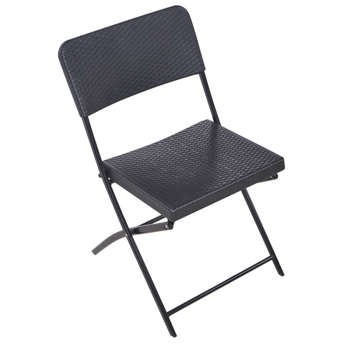 Set da bistrot con tavolo e 2 sedie Seduta e schienale in materiale sintetico Gambe in acciaio Pieghevole Resistente alle intemperie Nero