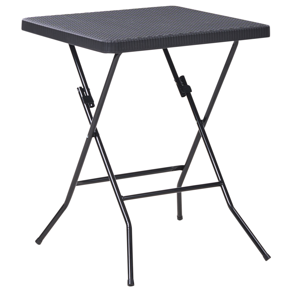 Set da bistrot con tavolo e 2 sedie Seduta e schienale in materiale sintetico Gambe in acciaio Pieghevole Resistente alle intemperie Nero