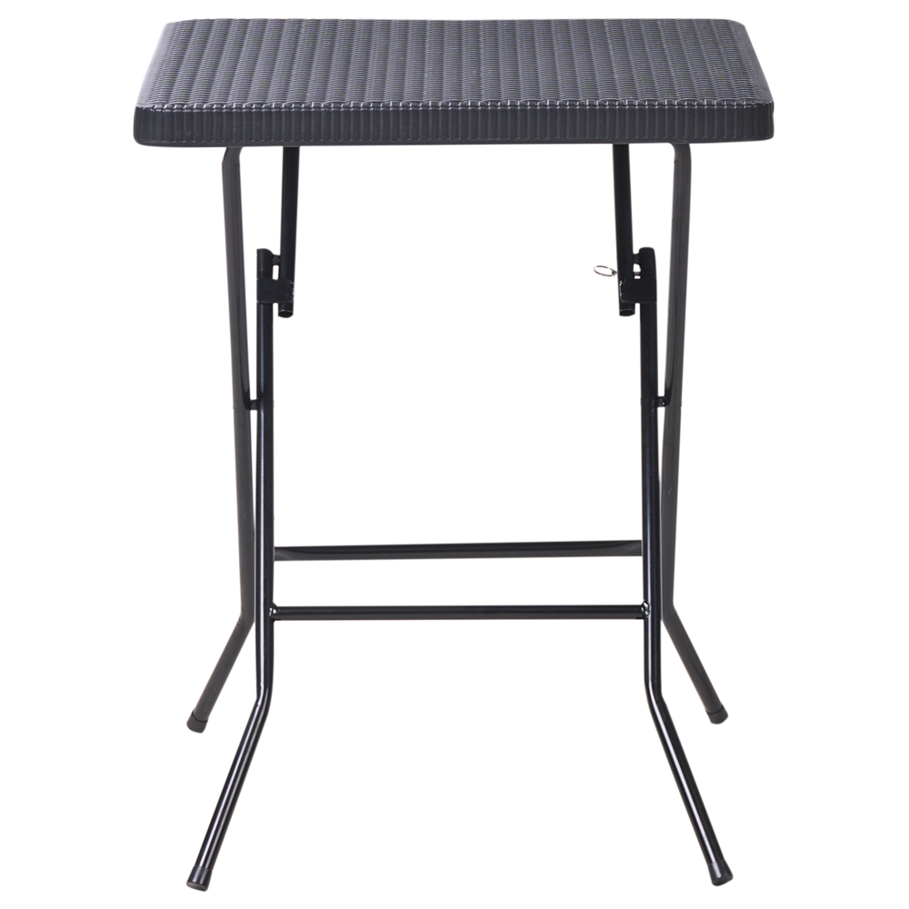 Set da bistrot con tavolo e 2 sedie Seduta e schienale in materiale sintetico Gambe in acciaio Pieghevole Resistente alle intemperie Nero