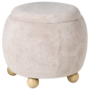 Pouf beige chiaro rivestito in bouclé con contenitore Accessorio Soggiorno Camera da letto