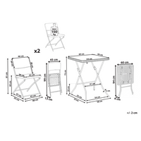 Set da bistrot con tavolo e 2 sedie Seduta e schienale in materiale sintetico Gambe in acciaio Pieghevole Resistente alle intemperie Nero