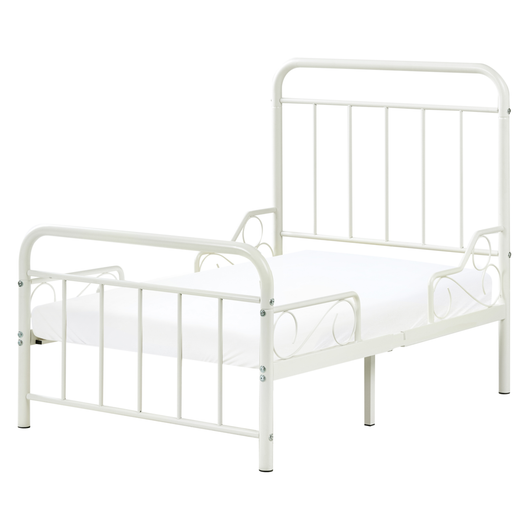Letto estensibile in ferro per bambini 90 x 130/160/200 cm con rete a doghe bianco sporco stile moderno