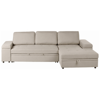 Divano letto angolare in finto lino per mancini con contenitore Cuscini in poliestere Schienale beige lato sinistro