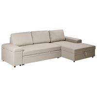 Divano letto angolare in finto lino per mancini con contenitore Cuscini in poliestere Schienale beige lato sinistro