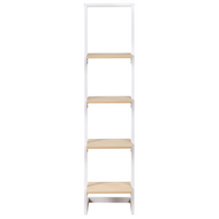 Libreria bianca con ripiani in metallo, struttura indipendente, design moderno