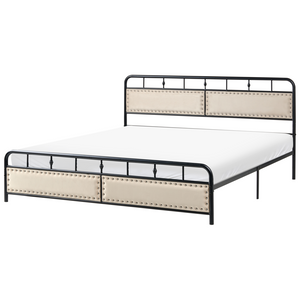 Letto in metallo nero con struttura a doghe rete 180 x 200 cm testiera moderna camera da letto