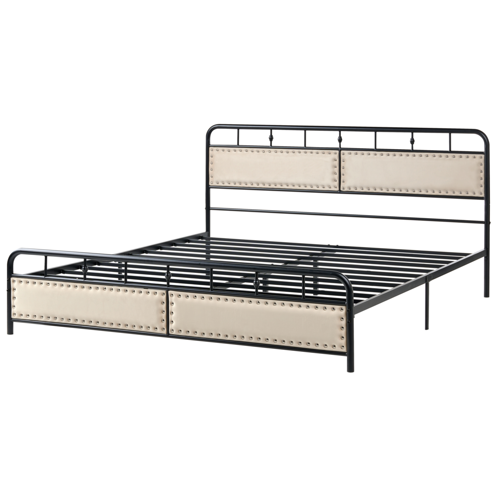 Letto in metallo nero con struttura a doghe rete 180 x 200 cm testiera moderna camera da letto