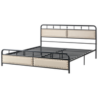 Letto in metallo nero con struttura a doghe rete 180 x 200 cm testiera moderna camera da letto