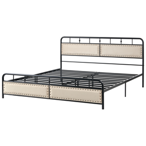 Letto in metallo nero con struttura a doghe rete 180 x 200 cm testiera moderna camera da letto