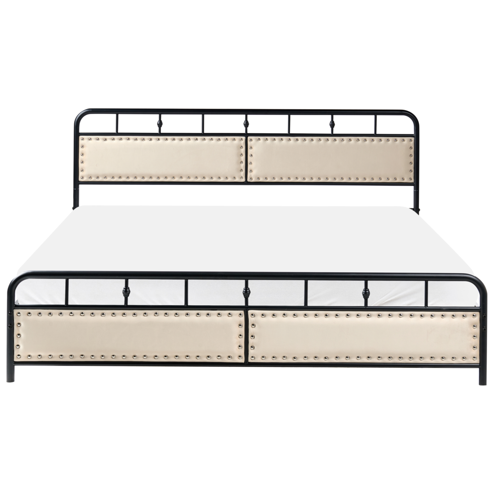 Letto in metallo nero con struttura a doghe rete 180 x 200 cm testiera moderna camera da letto